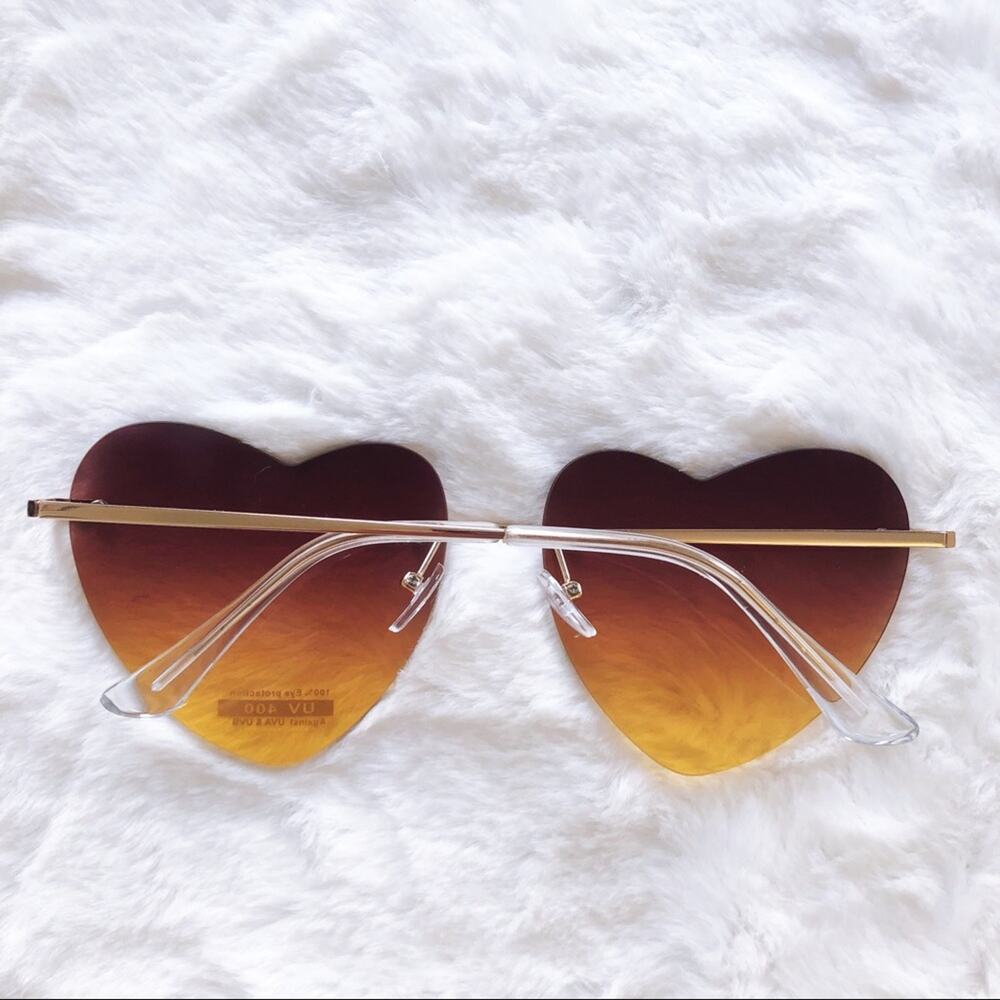 Miley Brown & Tan Gradient Heart Sunglasses - Picture 11 of 11